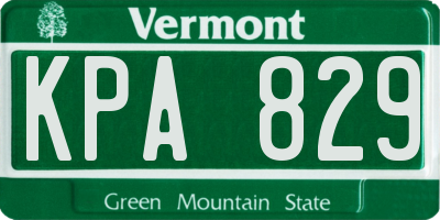 VT license plate KPA829