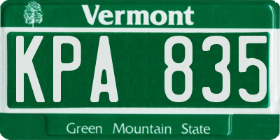VT license plate KPA835