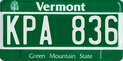 VT license plate KPA836
