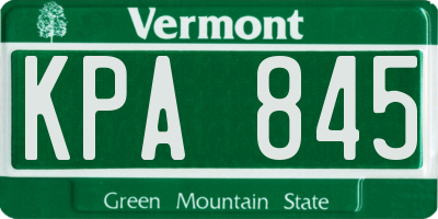 VT license plate KPA845