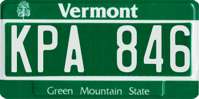 VT license plate KPA846