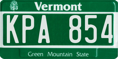 VT license plate KPA854