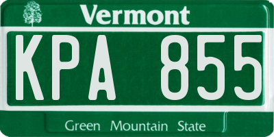 VT license plate KPA855