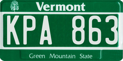 VT license plate KPA863