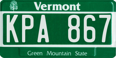 VT license plate KPA867