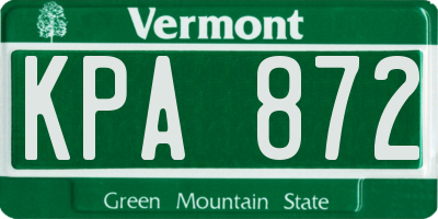 VT license plate KPA872