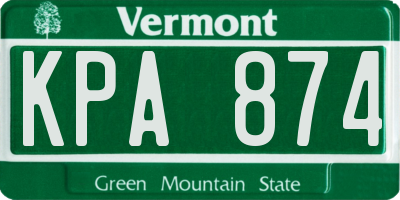 VT license plate KPA874