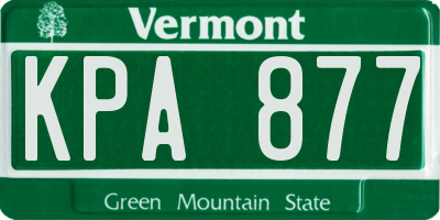VT license plate KPA877