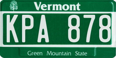 VT license plate KPA878