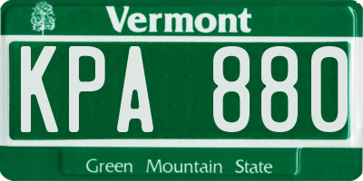 VT license plate KPA880