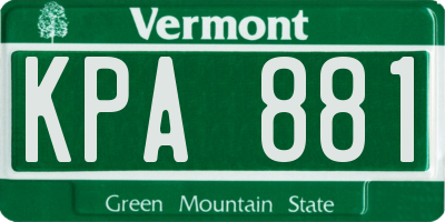 VT license plate KPA881