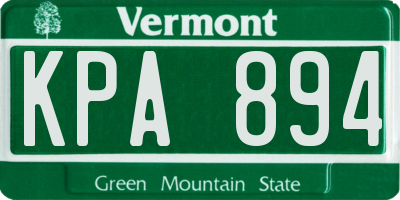 VT license plate KPA894
