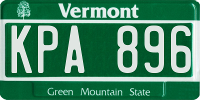 VT license plate KPA896