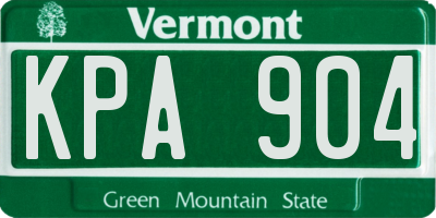 VT license plate KPA904