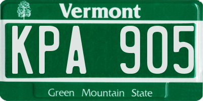 VT license plate KPA905