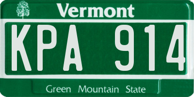 VT license plate KPA914