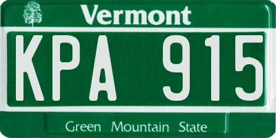 VT license plate KPA915
