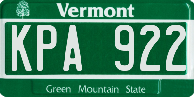 VT license plate KPA922