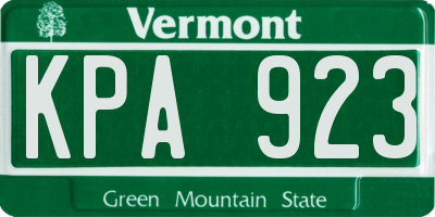 VT license plate KPA923