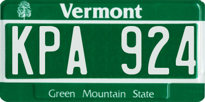 VT license plate KPA924