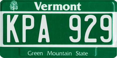 VT license plate KPA929