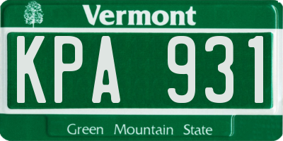 VT license plate KPA931