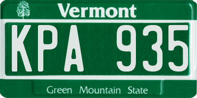 VT license plate KPA935