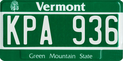 VT license plate KPA936