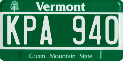 VT license plate KPA940