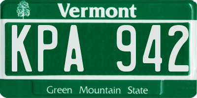 VT license plate KPA942