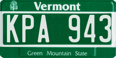 VT license plate KPA943