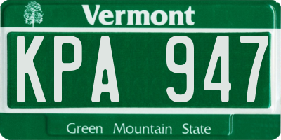 VT license plate KPA947