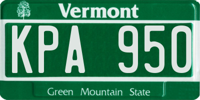 VT license plate KPA950