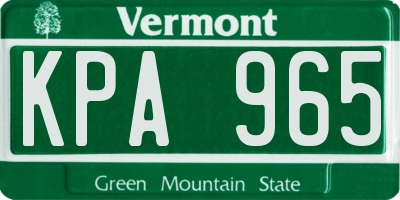 VT license plate KPA965