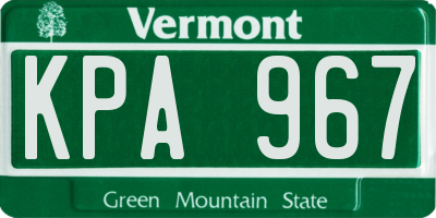 VT license plate KPA967