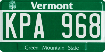 VT license plate KPA968