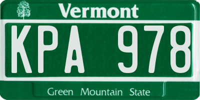 VT license plate KPA978