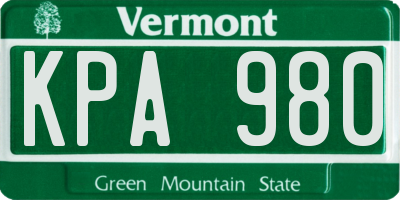 VT license plate KPA980