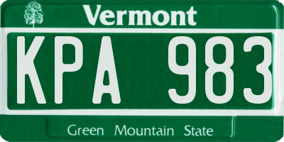 VT license plate KPA983