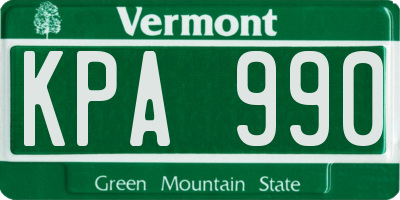 VT license plate KPA990