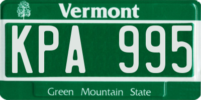 VT license plate KPA995