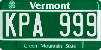 VT license plate KPA999