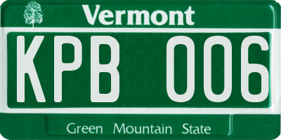 VT license plate KPB006