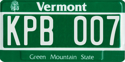 VT license plate KPB007