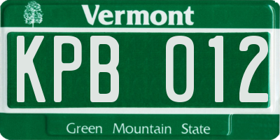 VT license plate KPB012