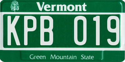 VT license plate KPB019