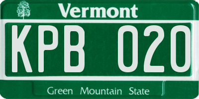 VT license plate KPB020