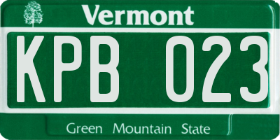 VT license plate KPB023