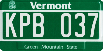 VT license plate KPB037