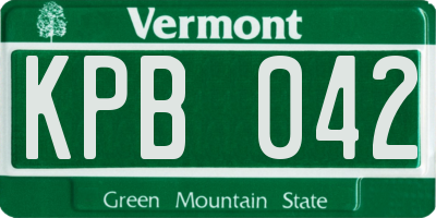 VT license plate KPB042